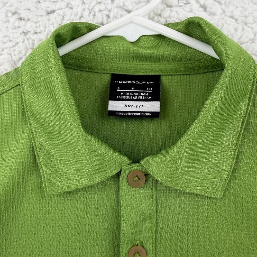 Nike Golf Polo Shirt Mens Small Green Solid Dri-FIT Knit Golf Performance Top